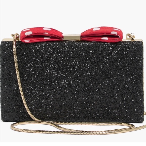 kate spade NWT/NIP Glitter Minnie Mouse Minnie Bow Clasp Clutch/Crossbody Bag - Picture 1 of 9